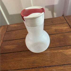 Tupperware Frosted White Oil Bottle with Red Lid NEW